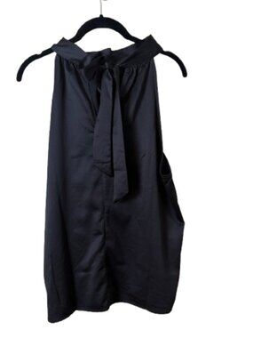 GAP NWT New Tie Back Halter Blouse Top Silky Satiny Size Large Black